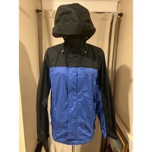 Ll Bean Men's Small Wind Breaker Full‎ Zip Jacket Blue And Black